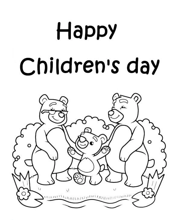 Coloring book teddy bears childrens day